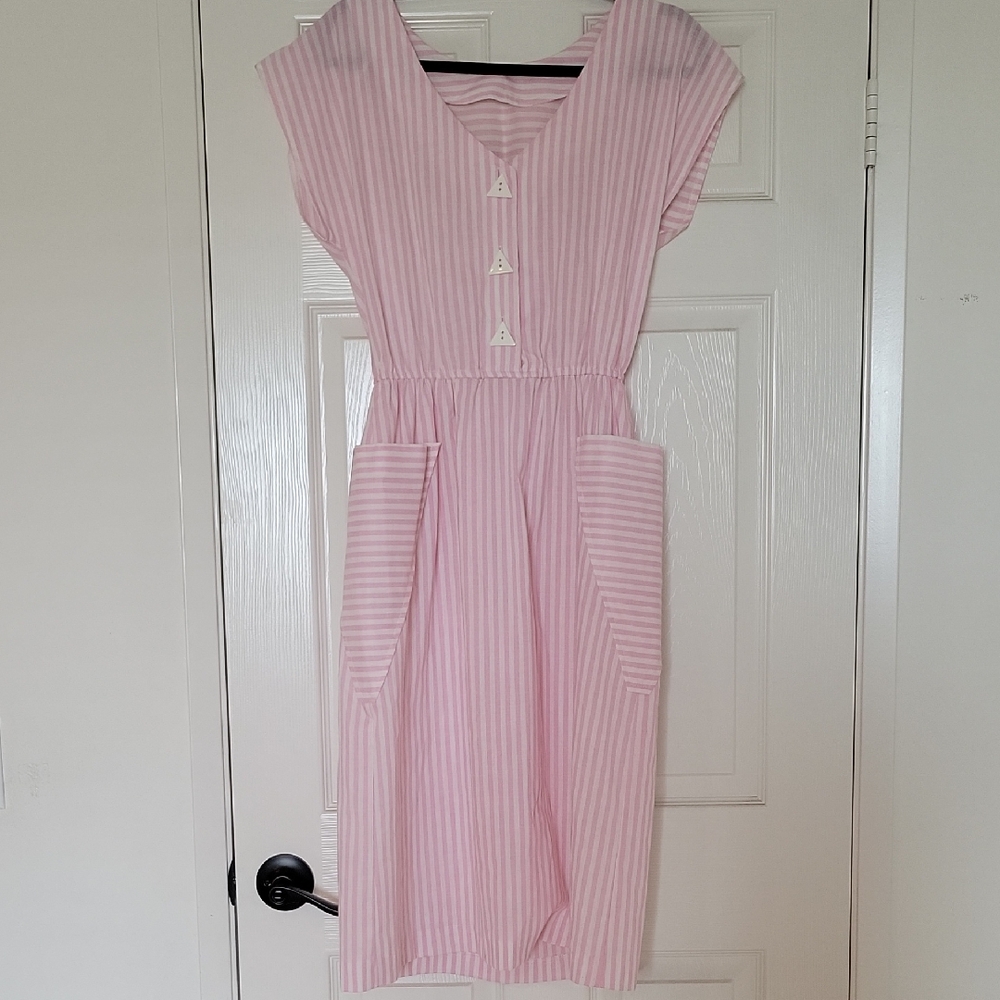 Pink Striped Dress with Pockets